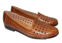 Trotters Women 7.5 N Narrow Brown Leather Perforated Slip On Oxford Dres... - $23.32