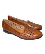 Trotters Women 7.5 N Narrow Brown Leather Perforated Slip On Oxford Dres... - £18.36 GBP