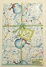 Kane SNOWMAN Christmas Winter 52&quot; X 90&quot; Oblong Flannel Back Vinyl Tablecloth NEW - £11.98 GBP