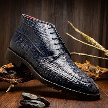 Marco Di Milano Genuine Caiman Crocodile Chukka Boot Martinelli Navy image 6