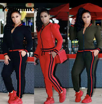 Striped Ladies Fitted Jogging Suit - £15.97 GBP
