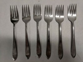 Lot Of 6 Vintage Ns Co Japan Stainless Steel Dessert Forks Flatware Silverware - £9.84 GBP