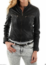 Leather Jacket S Women Size Black Women’s Small Motorcycle Biker Coat Mo... - £103.47 GBP