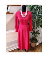 Women&#39;s Solid Red Polyester Round Neck Long Sleeve Knee Length Dress Siz... - $526.65 MXN