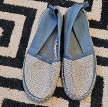 Primark Denim Look Diamanté Canvas Espadrilles Size 7uk Express Shipping - £13.46 GBP