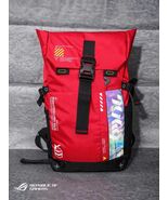 D-E\\41 Red Roll Top Backpack  Urban Tech, Cyberpunk Travel Bag, Streetw... - $120.00