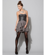Miha Silk Leather Iris Bustier Dress NEW 0 XS gray purple - $139.97