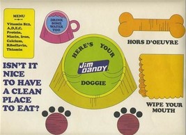 JIM DANDY Dog Food Doggie Placemat for Dogs 1970 - £23.51 GBP