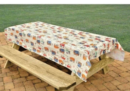Camping Trails Vinyl Tablecloth Vintage Travel Trailers 82 x 54-in Picni... - $18.97
