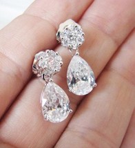 Cubic Zirconia Tear drop  Bridal  Wedding Party Jewelry Earrings - £20.60 GBP