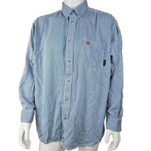 Ariat Flame Resistant Work Shirt Men 2XL XXL Blue Stripe Button Down FR Workwear - £41.34 GBP