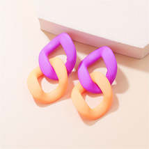 Orange &amp; Purple Chain Drop Earrings - £10.38 GBP