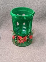 Vintage 60 s Christmas Flocked Felt Green Cathedral Candle EUC - £6.67 GBP