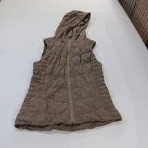 Be By Blanc Noir Vest Hooded Women's M Brown Quilted Full Zip Pockets Insulated image 11