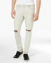 $108 Guess Jeans Men&#39;s Beige Jeans Skinny Fit Ripped Denim, 30W - £47.47 GBP