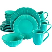 Chloe Turquoise 16 Piece Dinnerware Set By EuroCeramica - £123.77 GBP