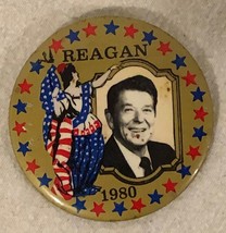 Rare 1980 Presidential Politics RONALD REAGAN 3” Diameter Pinback Button - £22.19 GBP