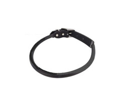 Usa Made Rolled Latigo Black Leather &amp; Nickel 12&quot; Dog Collar Round Heavy Duty Sm - £14.47 GBP