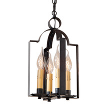 Metal Saddle Pendant Light Four Candles Kettle Black Modern Farmhouse Fixture - £152.67 GBP