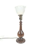 Vintage Solid Teak Walnut Wood Danish Modern Table Lamp Carved MCM - $1,846.34 MXN