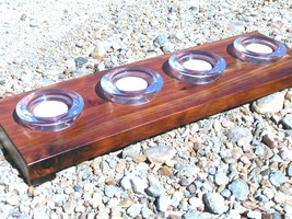 Eastern Red Cedar candle holder with 4 clear glass tealight votives cand... - £38.31 GBP