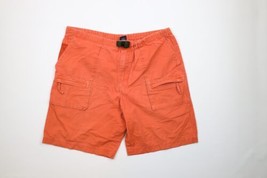 Vintage Y2K 2000 Gap Mens XL Faded Ripstop Belted Cargo Shorts Orange Cotton - $49.45