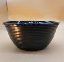 Vintage Black Tiny Ribbed Circle Cereal Dessert Bowl 5&quot; Mid Century - £7.93 GBP