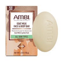 Ambi Goat Milk Face &amp; Body Bar Cl EAN Sinh Soap For All Skin Types 5.3oz - £3.67 GBP
