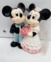 Disney Mickey and Minnie Mouse Bride and Groom Porcelain Figurine Cake T... - $485.47 MXN