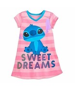 Disney Stitch Sweet Dreams Pink Striped Nightgown, Nightshirt, Size 4 - $18.55
