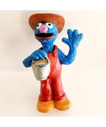 1982 Sesame Street Grover The Farmer Jim Henson PVC Plastic Vintage Toy E93 - $34.16 CAD