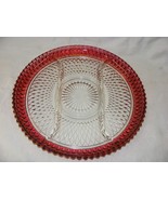 Vintage Indiana Diamond Point Glass Ruby Flash 3 Part Relish Tray 13-c - €25,52 EUR