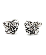 Vintage Signed REO Sterling Silver Grape Vine Leaf Pierced Stud Earrings - $51.10 CAD