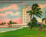Vtg Linen Postcard - Miami Beach Florida FL - Collins Avenue at 63rd Str... - $5.31