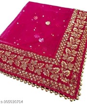 Indain Bridal Dupatta Pink Embroidered Party &amp; Wedding Odhani/Chunni - £43.95 GBP