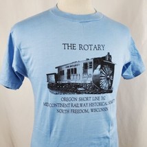 Vintage The Rotary Snow Train T-Shirt Large Blue Single Stitch Deadstock 80s USA - £29.02 GBP