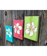 Easy Gift, Tropical Hibiscus Wall Hangings, Rustic Flower Décor - £27.94 GBP