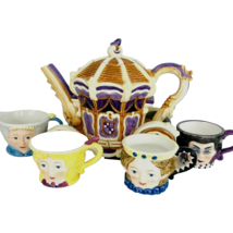 Disney Dept 56 Storybook Cinderella Teapot 4 Cup Glass Slipper Carriage - £55.35 GBP
