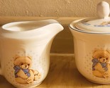 Tienshan Country Bear Sugar &amp; Creamer Set Theodore Vintage Stoneware Ver... - $23.74