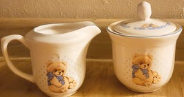 Tienshan Country Bear Sugar &amp; Creamer Set Theodore Vintage Stoneware Very Nice - £18.54 GBP