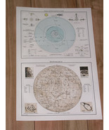 1930 ORIGINAL VINTAGE MAP OF THE MOON AND SOLAR SYSTEMS STARS HEAVENS AS... - $23.73