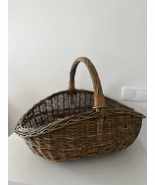 Rustic Handwoven Unpeeled Willow Basket | Natural Bark Texture | Wicker ... - $115.00