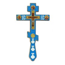 Russian Style 3 Bar Orthodox Blessing Hand Cross Old Slavonic Church Tex... - £56.52 GBP