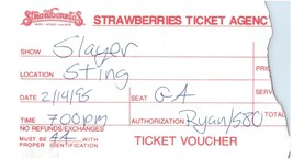 Vintage Slayer Concert Ticket Stub February 14 1995 New Britain Connecticut - £19.43 GBP