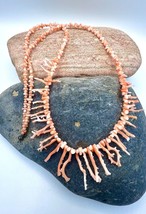 Vintage Navajo Handmade Natural Angel Skin Pink Branch Coral Beaded Necklace - £118.02 GBP