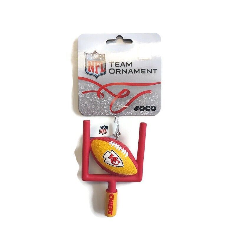 Primary image for FOCO Team Christmas Tree Ornament NFL Kansas City Chiefs Football Goal Posts