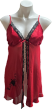 Secret Treasures Sexy Slip Babydolll Nightie Gown Red Sheer Satin Lace M... - $22.76