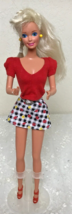1966 Mattel Twist &amp; Turn Barbie Bendable Knees Platinum Blond Earrings Ring - $15.99