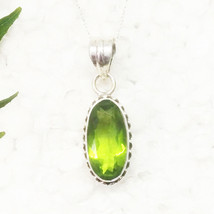 925 Sterling Silver Peridot Necklace Handmade Jewelry Gemstone Necklace - £29.83 GBP
