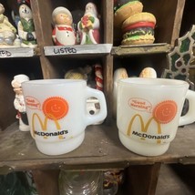 Set Of 2 Vintage Good Morning McDonalds Milk Glass Coffee Cups - $19.99